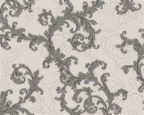 Versace Baroque & Roll Charcoal & White Wallpaper 962315